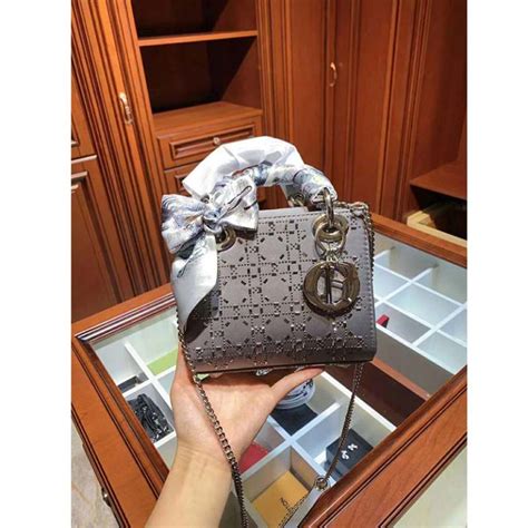 dior mini dior bag gray strass cannage satin women